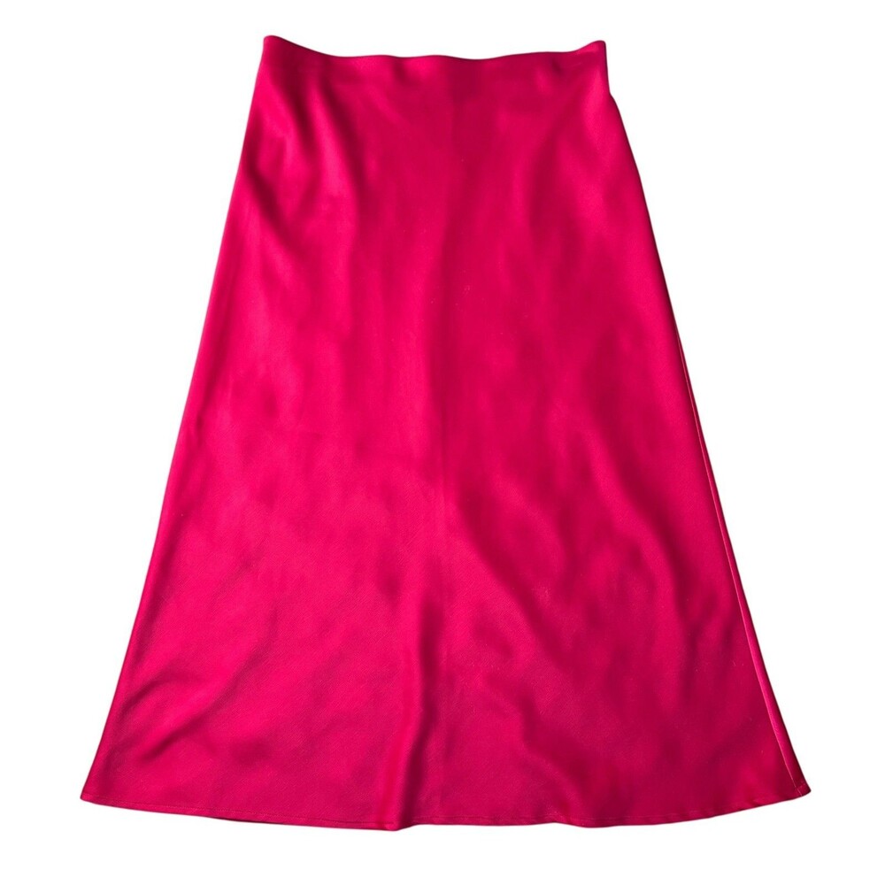 Rachel Zoe Hot Pink Bias-Cut Satin Slip Skirt  4  Barbiecore Date Night Office - Picture 3 of 13